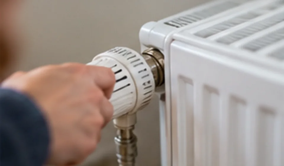 Radiator in a living room on a cold winter day
